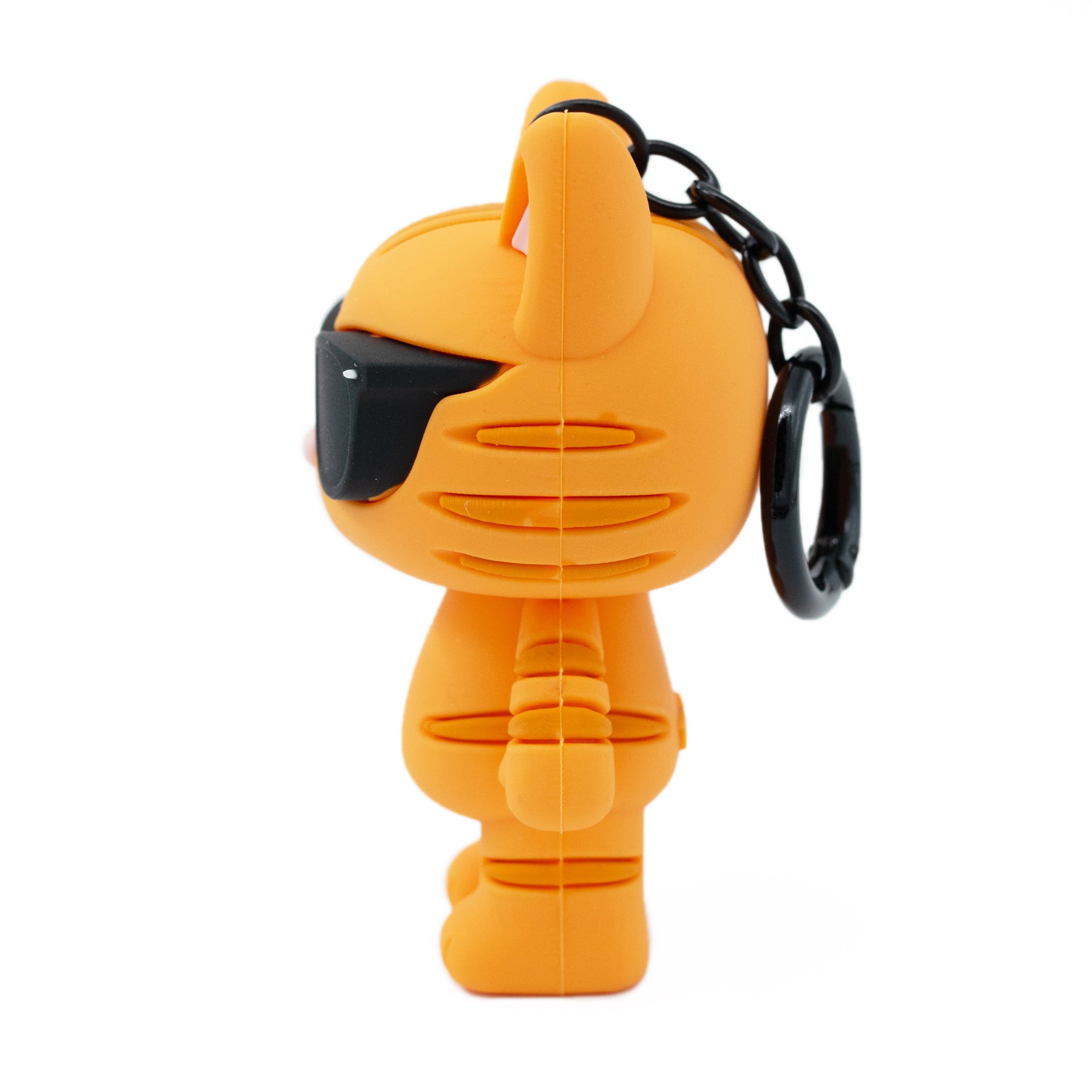 Orange cat bag charm keychain featuring Pablo the Race cat from TUFCAT Pocket Paws side view