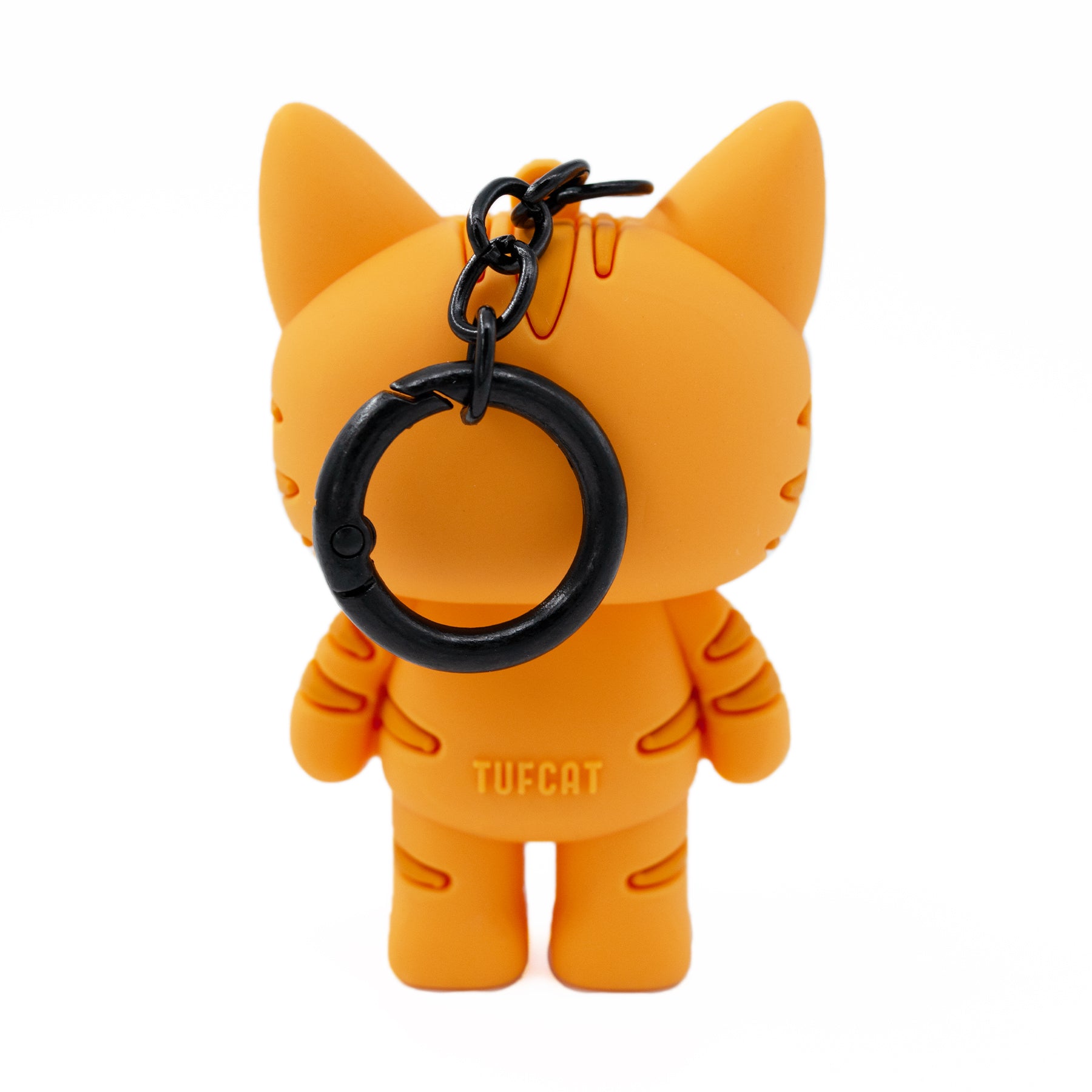 Orange cat bag charm keychain featuring Pablo the Race cat from TUFCAT Pocket Paws back view