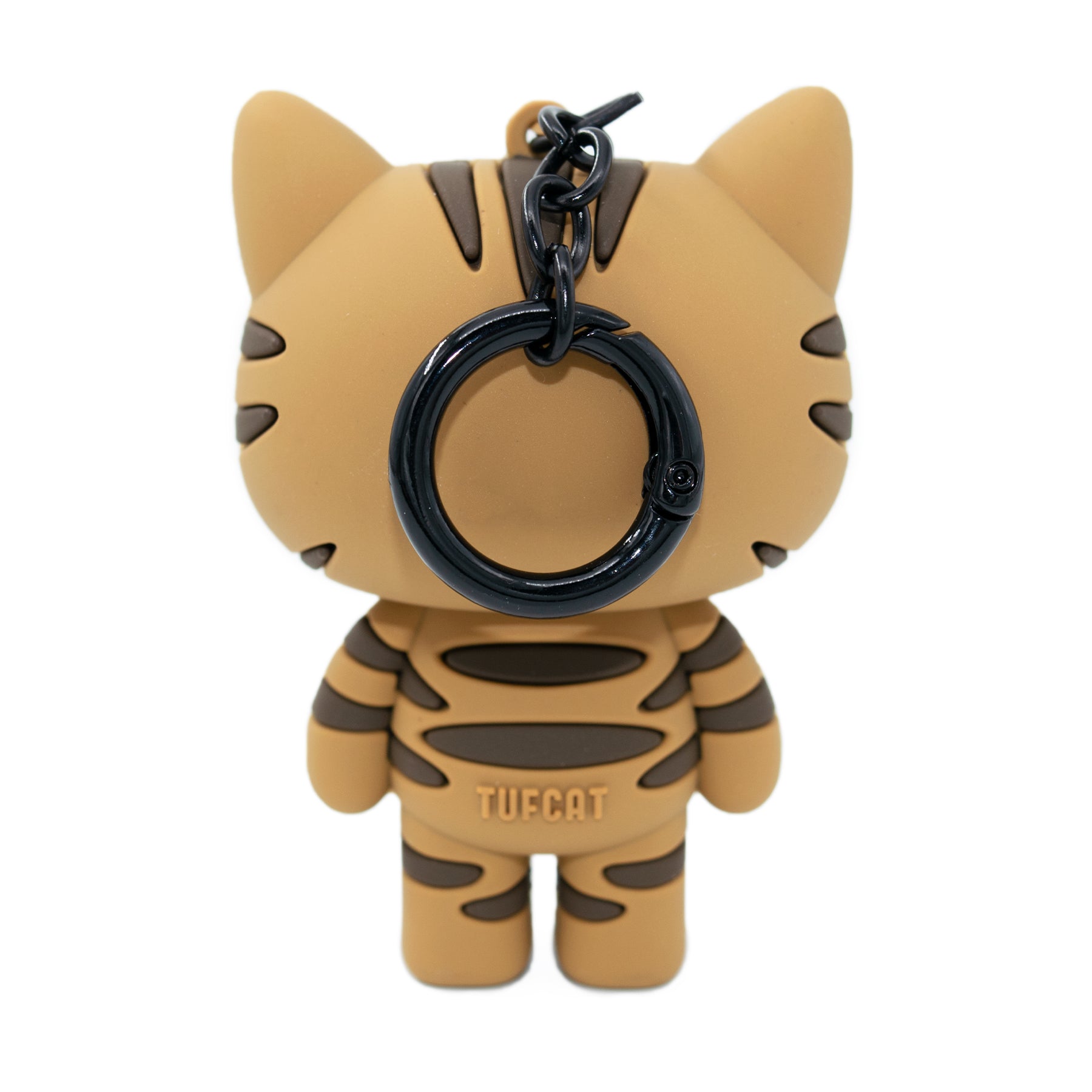 Cat bag charm keychain featuring Turn Signal cat from TUFCAT Pocket Paws
back view