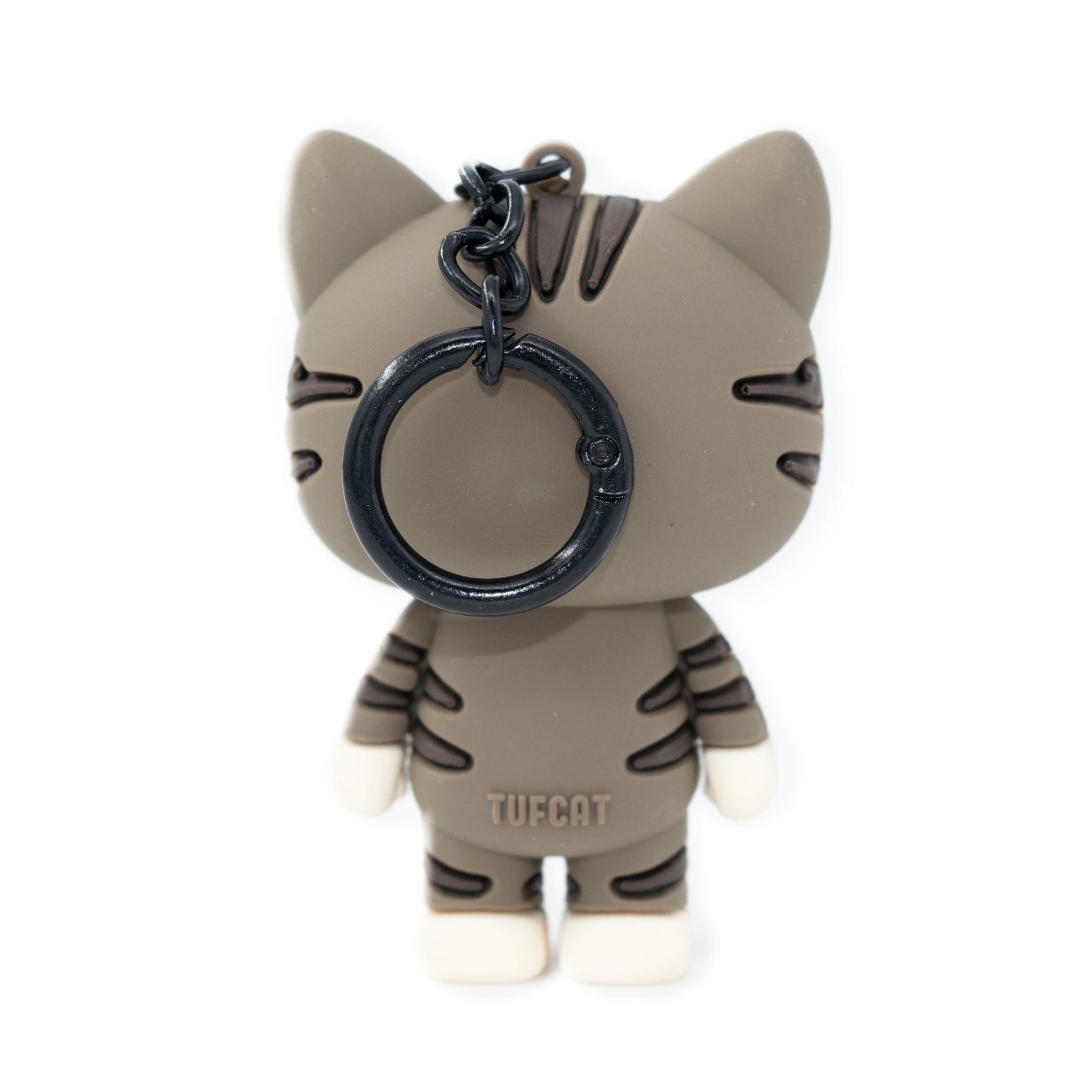 Cat bag charm keychain featuring Winky cat from TUFCAT Pocket Paws back view