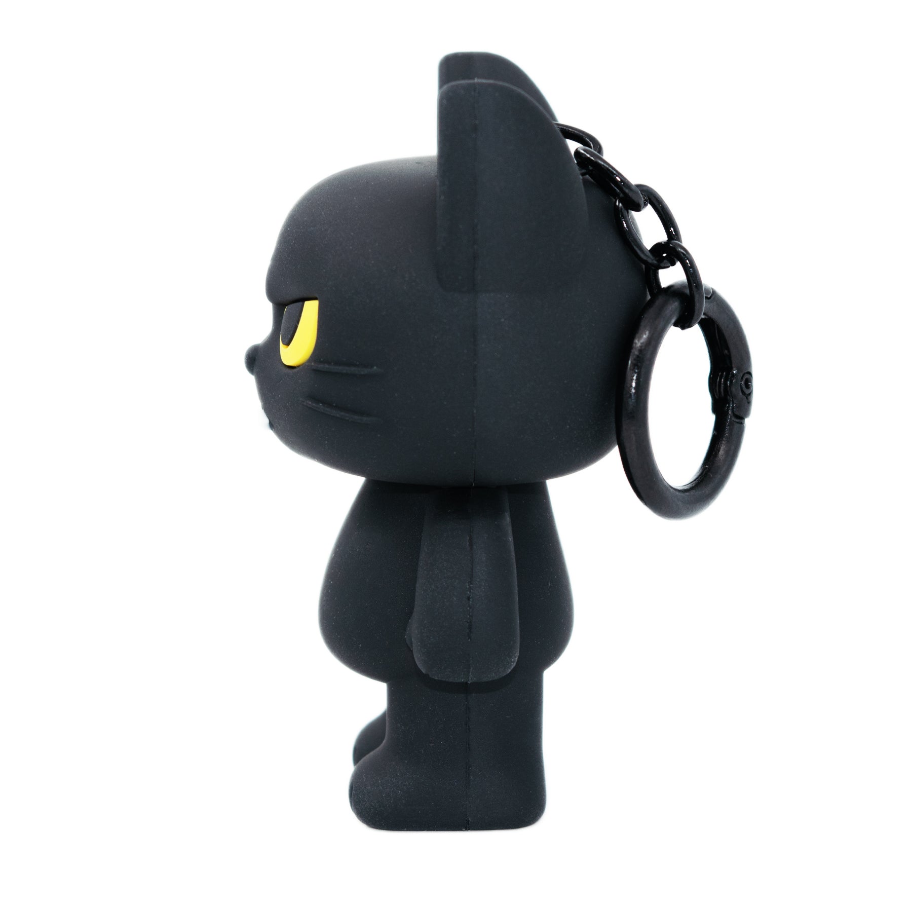 Cat charm bag charm featuring Evil Larry from TUFCAT Pocket Paws side view