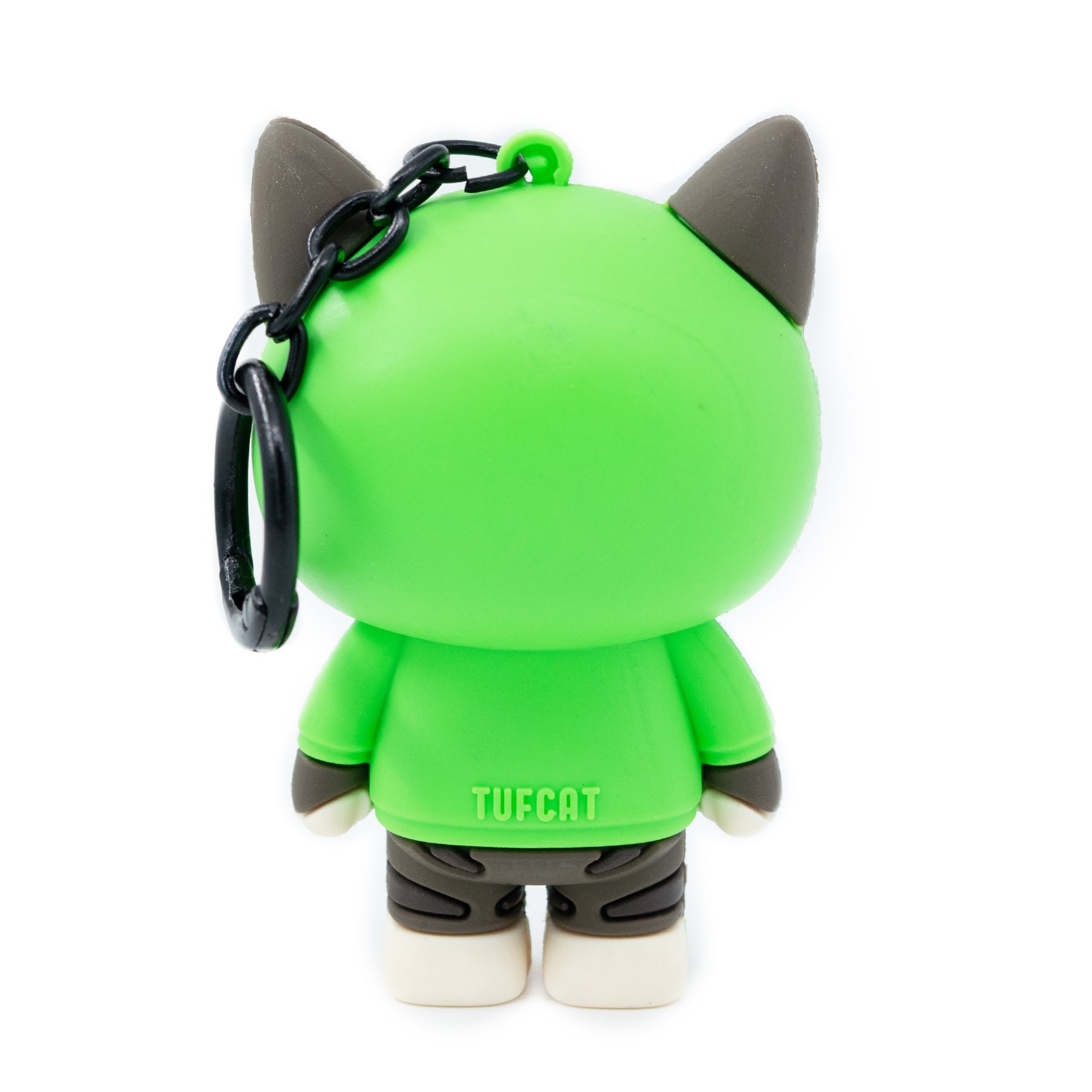 Cat charm bag charm featuring OIIA spinning cat meme from TUFCAT Pocket Paws back view