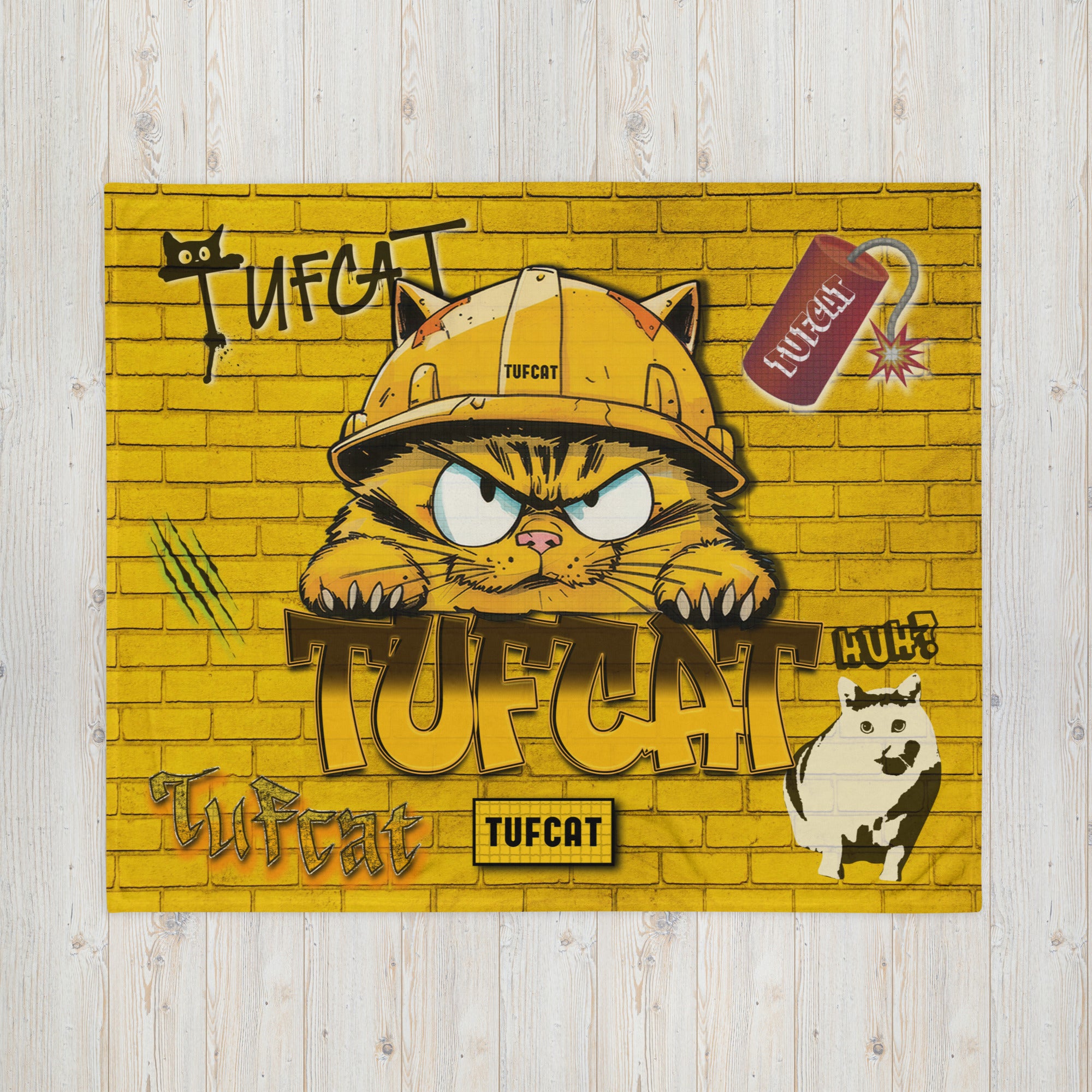 Graffiti Wall Throw Blanket featuring @HUHCat_Official