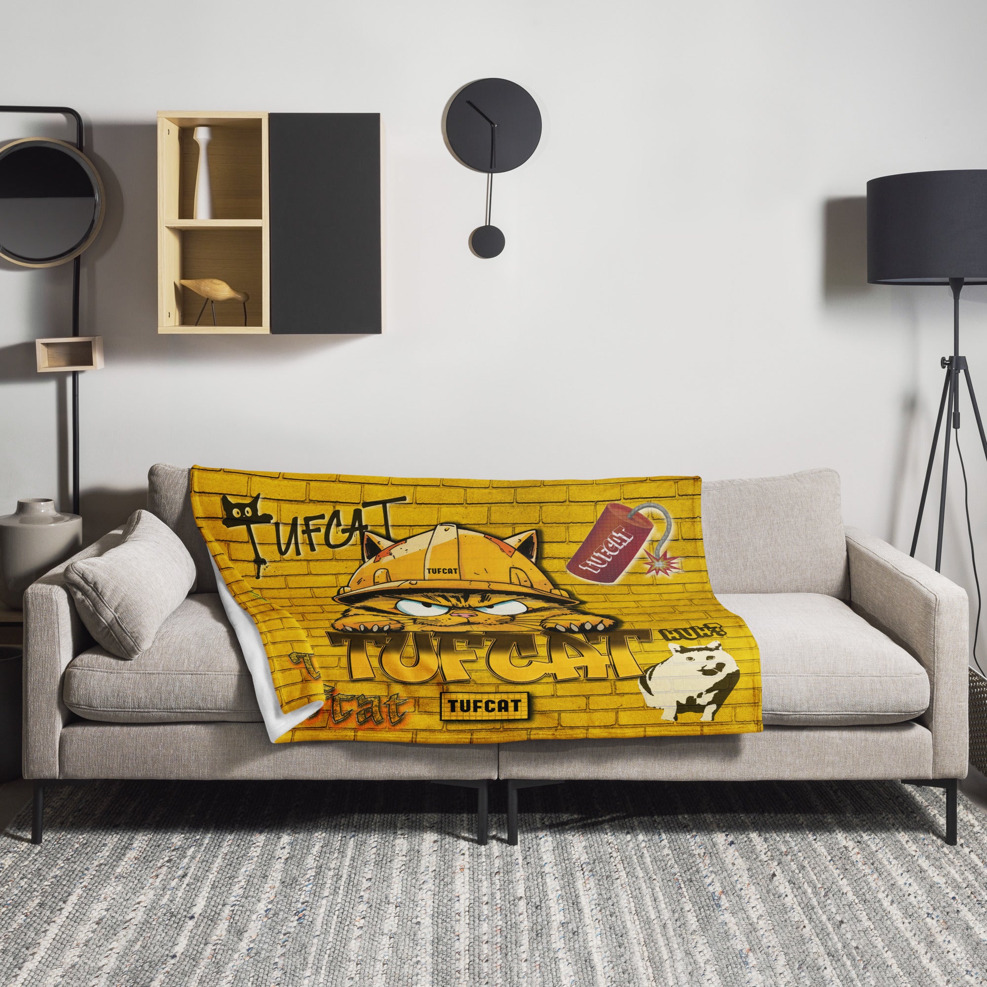 Graffiti Wall Throw Blanket featuring @HUHCat_Official